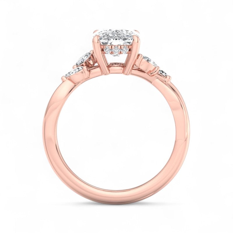 1.60 Carat Elongated Cushion Lab Grown Diamond Twig Engagement Ring