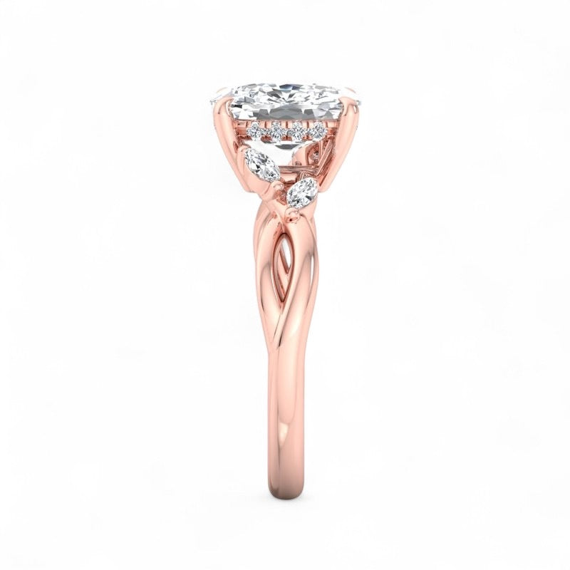 1.60 Carat Elongated Cushion Lab Grown Diamond Twig Engagement Ring