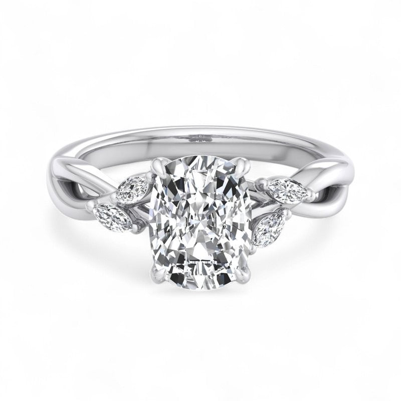 1.60 Carat Elongated Cushion Lab Grown Diamond Twig Engagement Ring