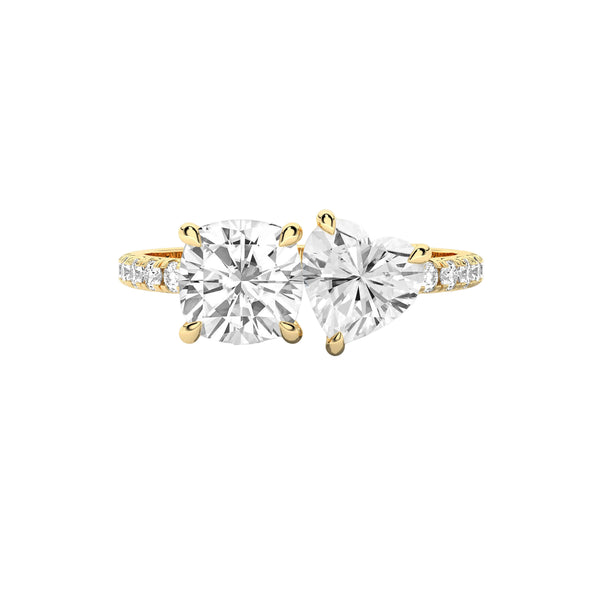 Toi-Et-Moi Cushion and Heart Shaped Engagement Ring