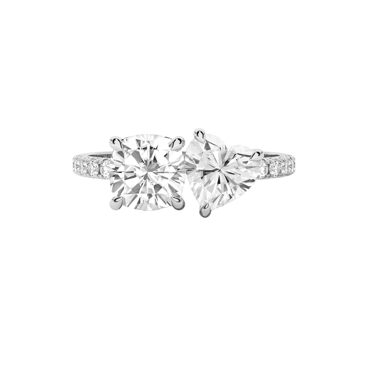 Toi-Et-Moi Cushion and Heart Shaped Engagement Ring