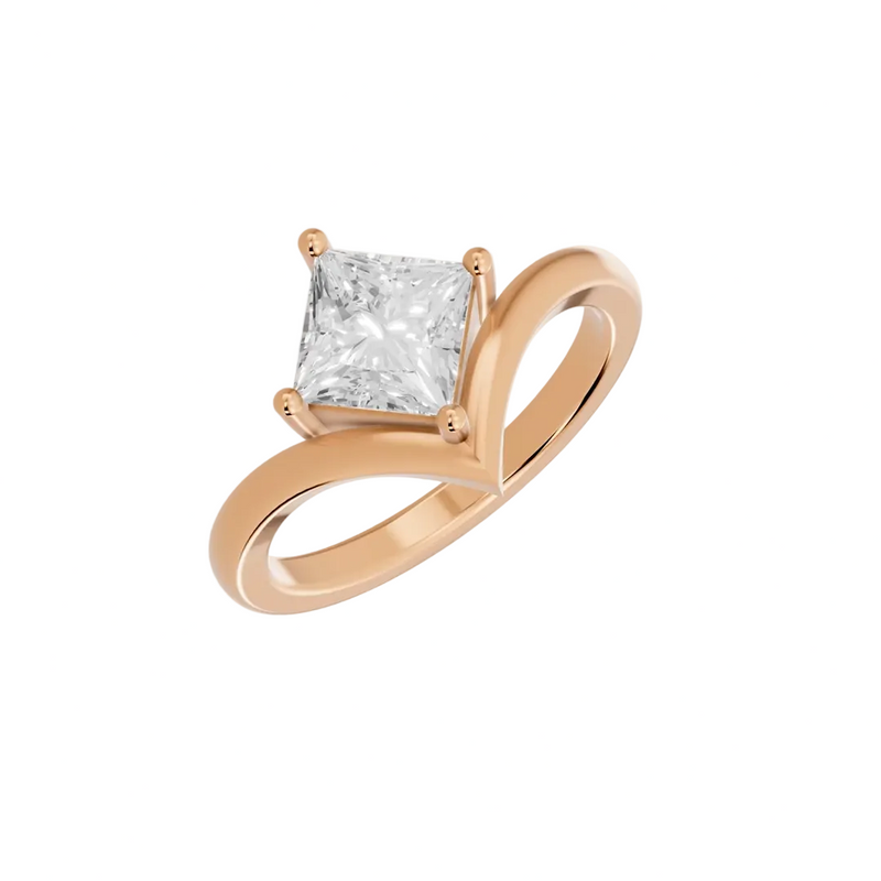 princess lab grown diamond engagement ring in silver, three-quarter view