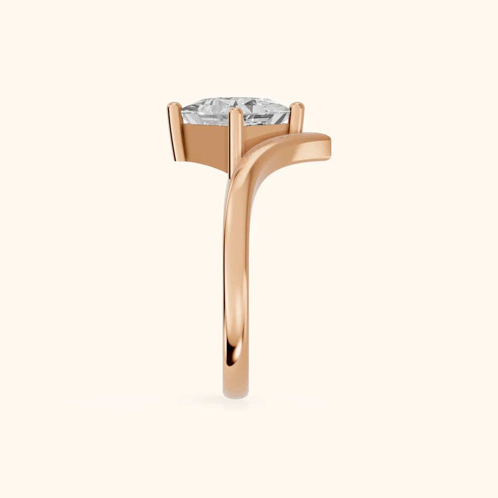 princess lab grown diamond engagement ring in silver, top view