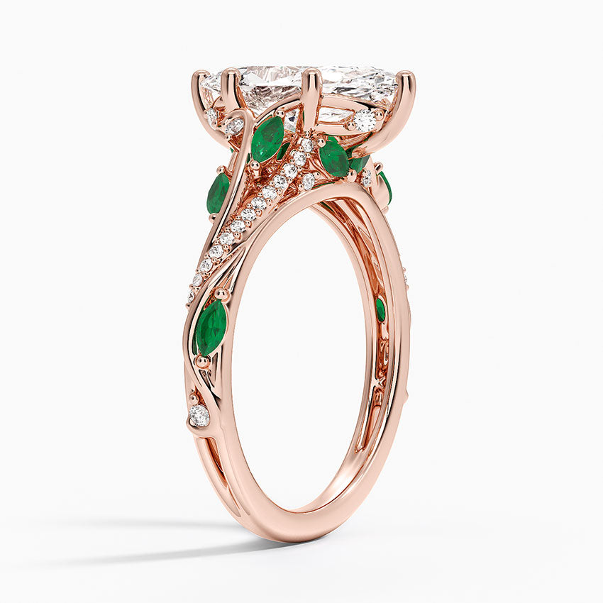 round lab grown diamond ring in silver, three-quarter view