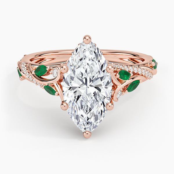 round lab grown diamond ring in silver, front view