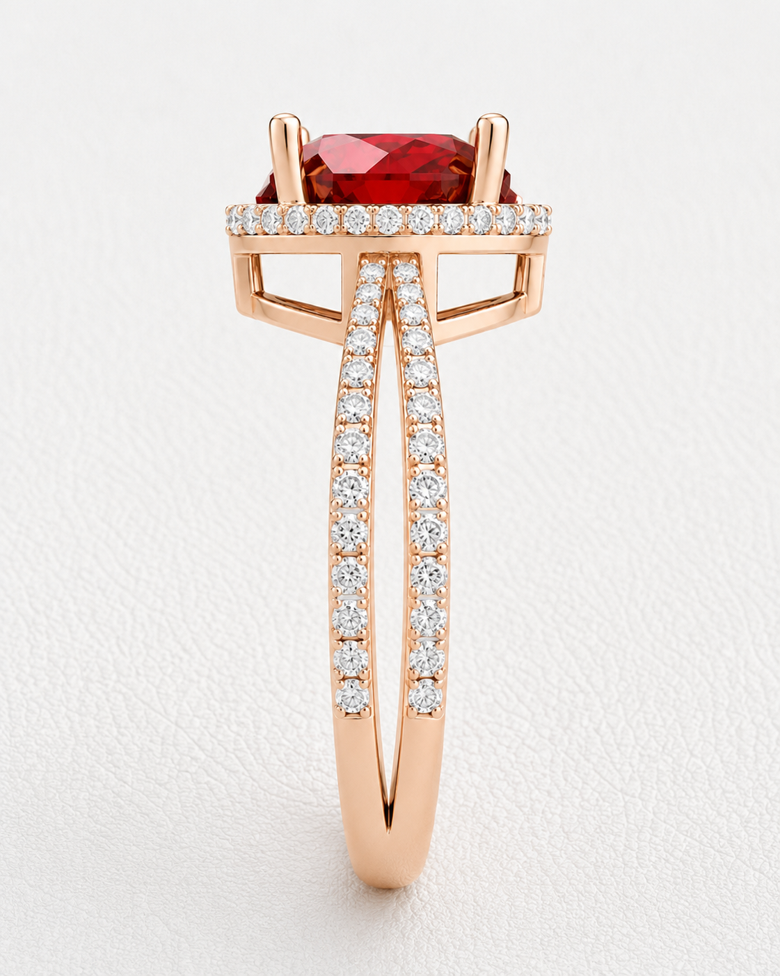 Heart Cut Lab Grown Diamond & Moissanite Halo Engagement Ring with Triple Row Pavé Band