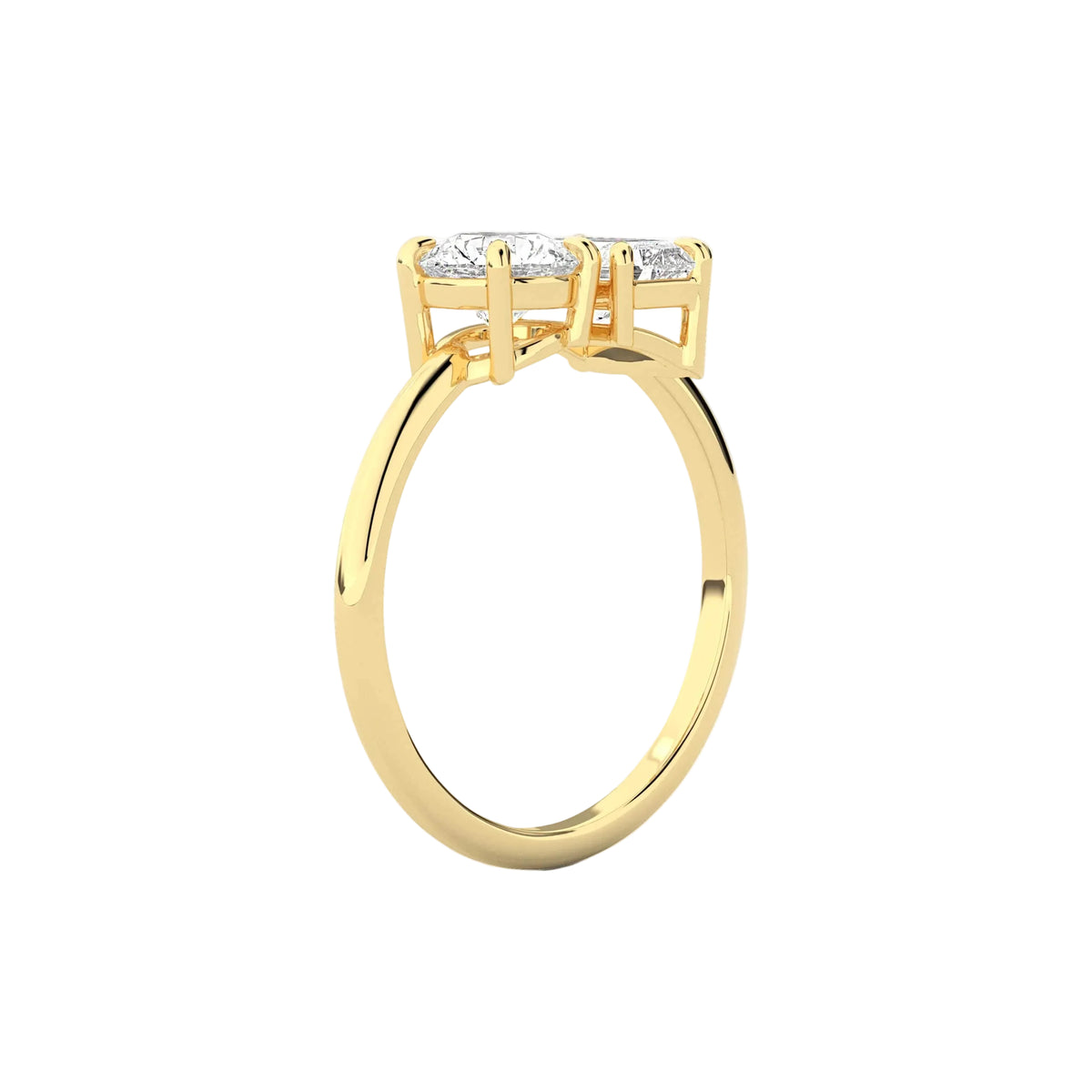 round lab grown diamond engagement ring in silver, side profile