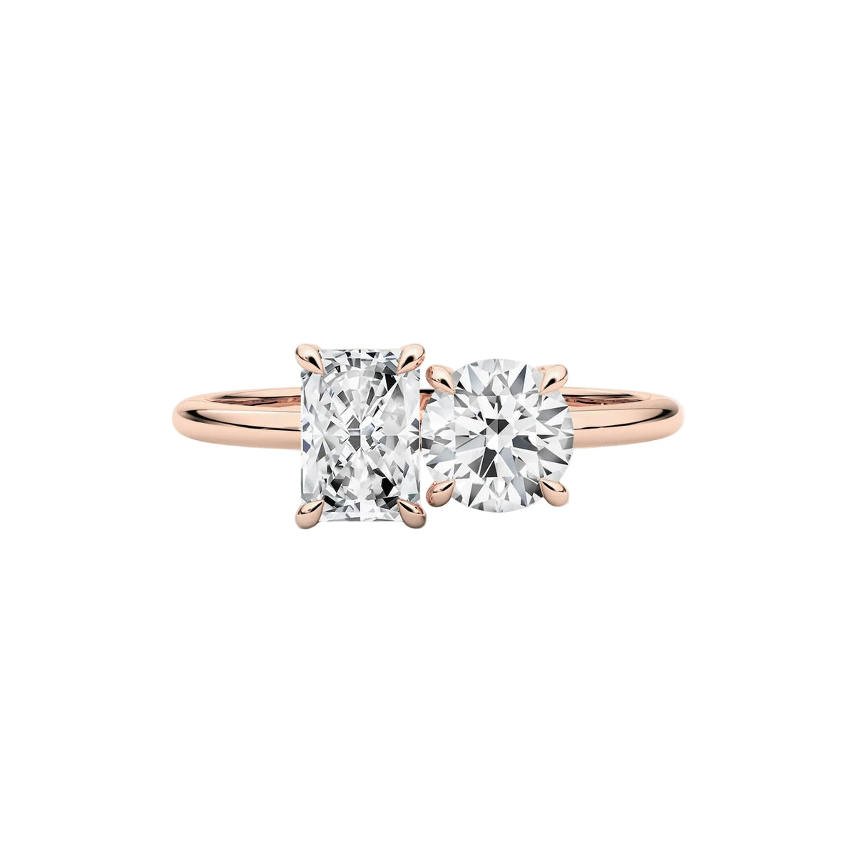 Toi-Et-moi Round and Radiant Lab Diamond Engagement Ring