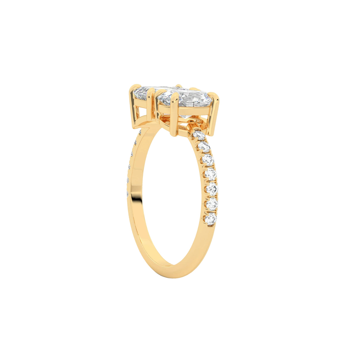 Emerald Cut & Oval Cut Toi-Et-Moi Engagement Ring