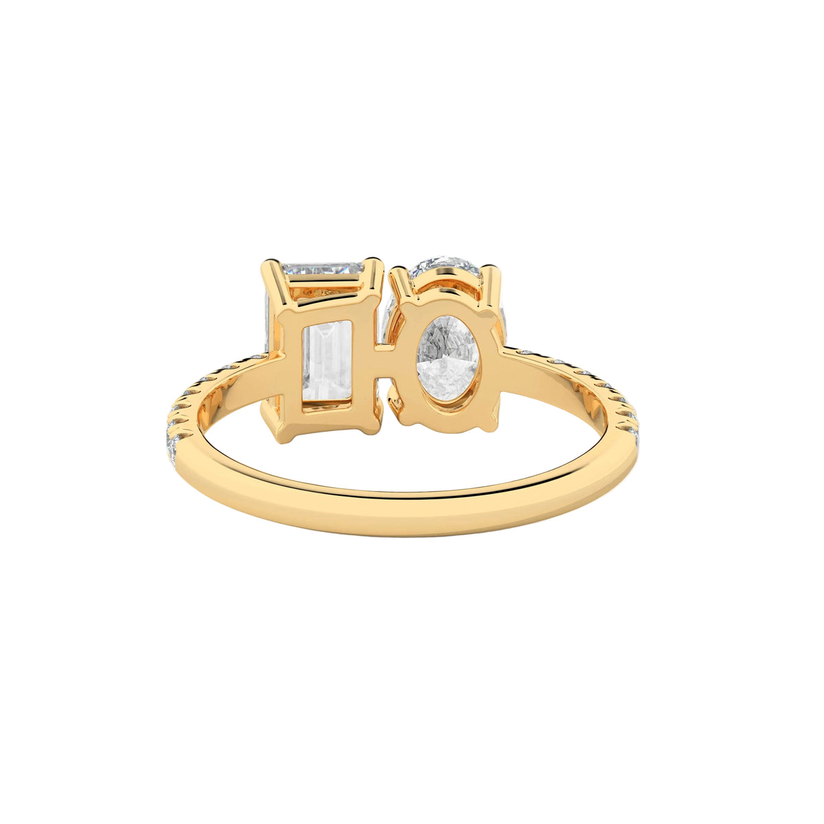 Emerald Cut & Oval Cut Toi-Et-Moi Engagement Ring