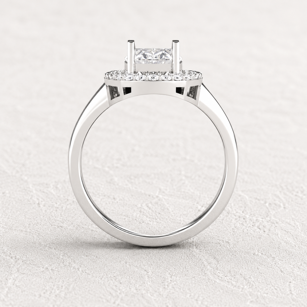 Oval Cut Lab Grown Diamond & Moissanite Halo Engagement Ring with Pavé Halo