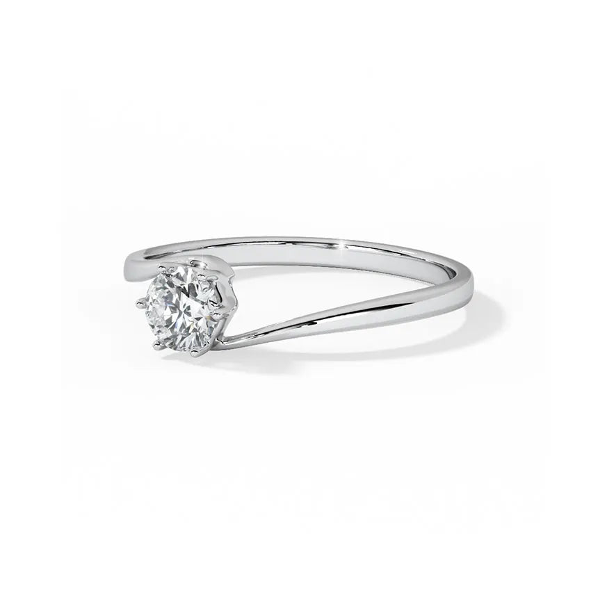 round lab grown diamond solitaire engagement ring in 14k gold, top view