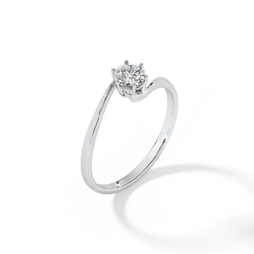 round lab grown diamond solitaire engagement ring in 18k gold, side profile