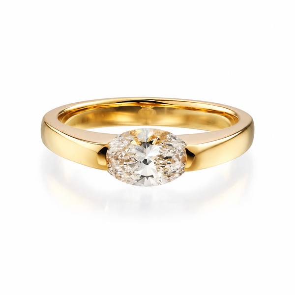 0.50 ct Oval Cut Lab Grown Diamond & Moissanite Ring