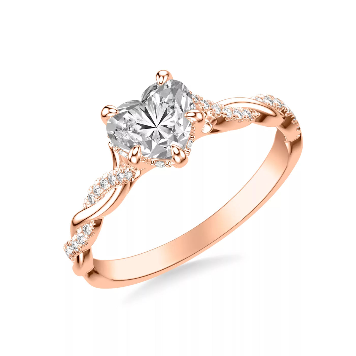 round lab grown diamond ring in 10k, top view