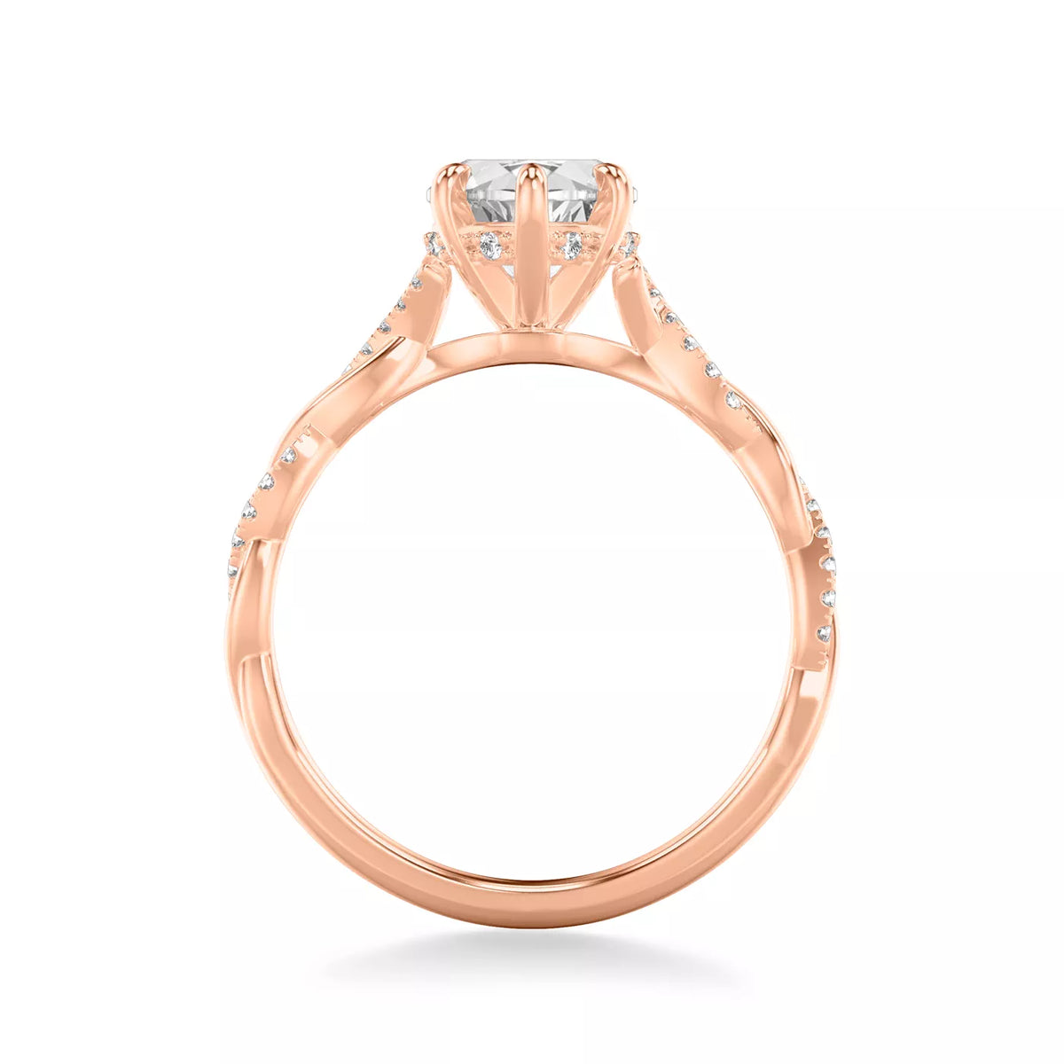 round lab grown diamond ring in 14k, side profile
