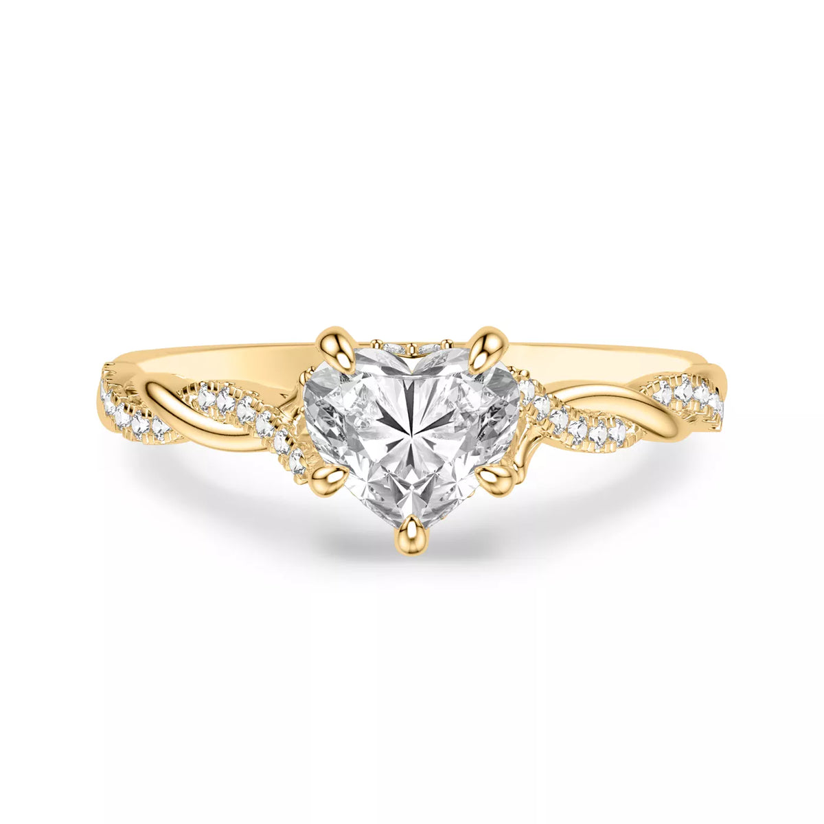 round lab grown diamond ring in silver, detail of the setting