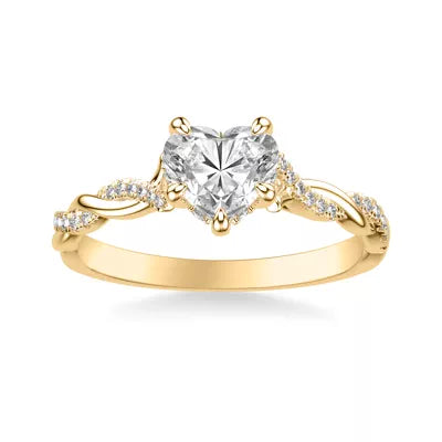 round lab grown diamond ring in 18k, profile