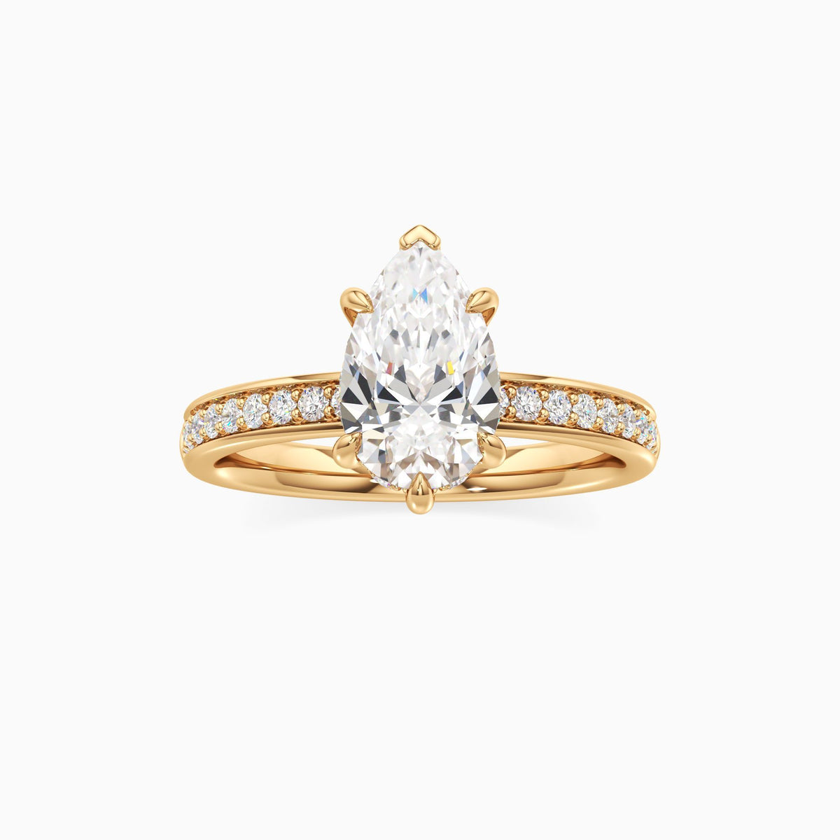 Pear Cut Lab Grown Diamond Setting Hidden Halo Setting Engagement Ring