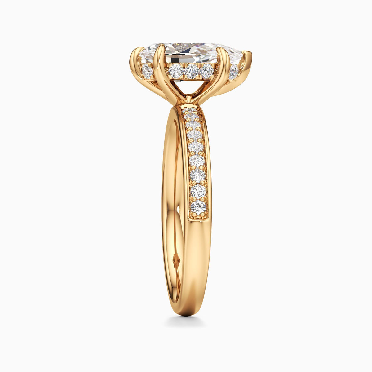 Pear Cut Lab Grown Diamond Setting Hidden Halo Setting Engagement Ring