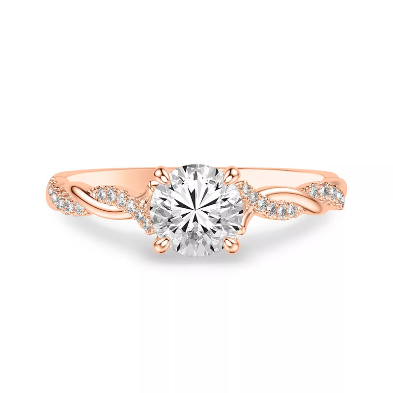 round lab grown diamond engagement ring in Silver, three-quarter view