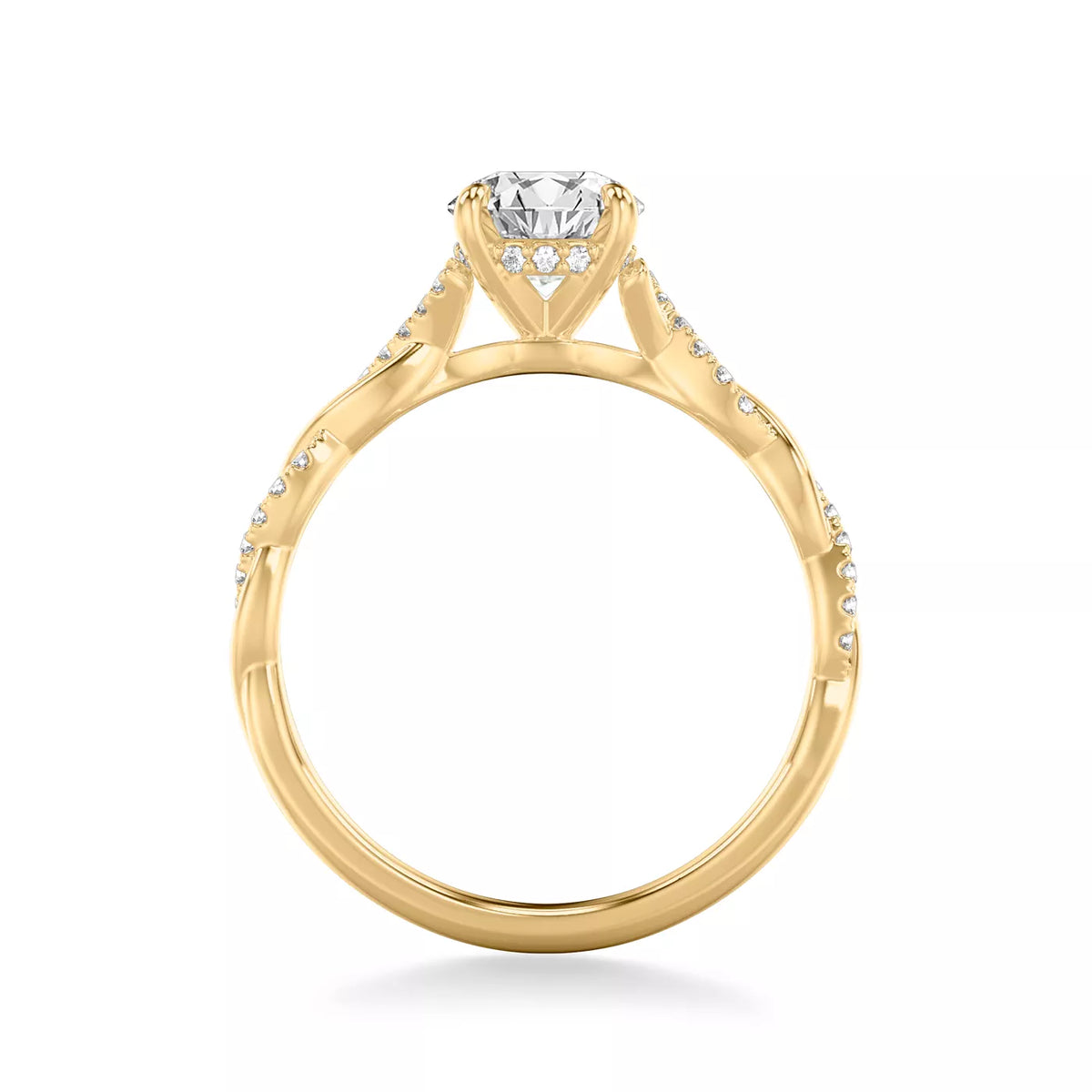 round lab grown diamond engagement ring in 14K, sparkle view