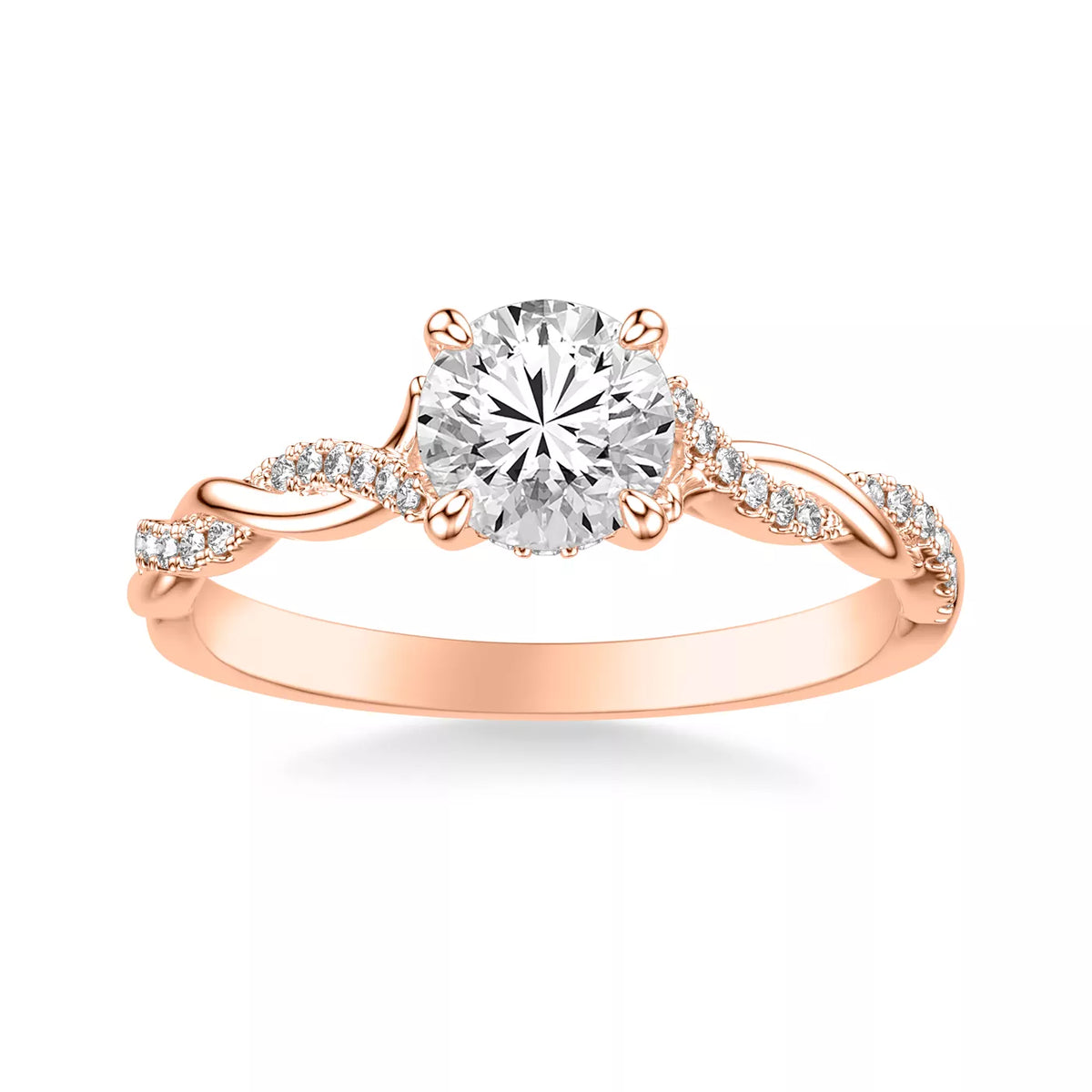 round lab grown diamond engagement ring in 18K, on-hand
