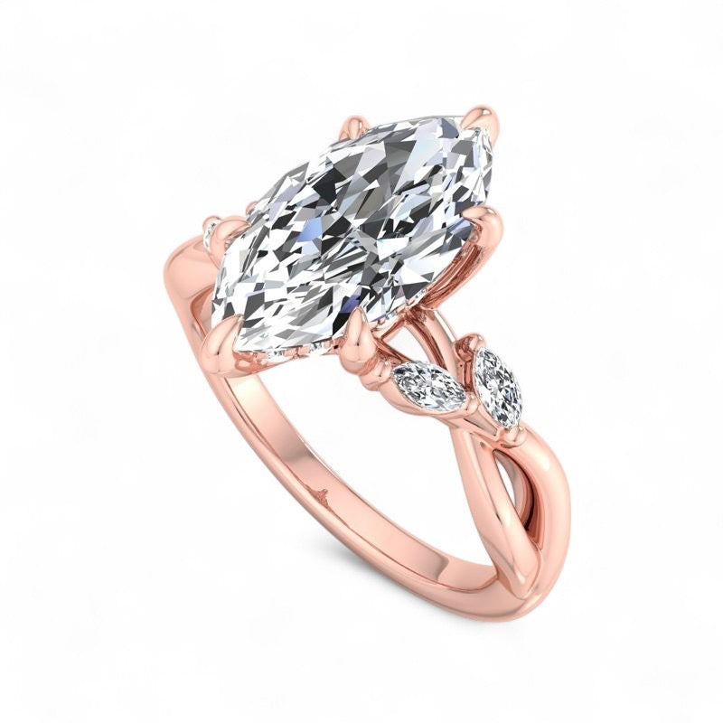 2.0 Carat Marquise Cut Lab Grown Diamond Nature Inspired Engagement Ring