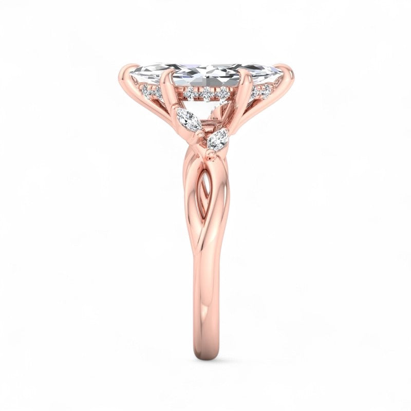 2.0 Carat Marquise Cut Lab Grown Diamond Nature Inspired Engagement Ring
