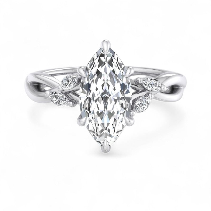 2.0 Carat Marquise Cut Lab Grown Diamond Nature Inspired Engagement Ring