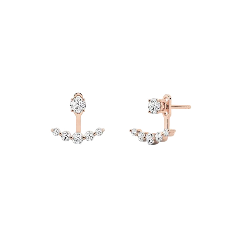 Round Cut Lab-grown Diamonds Detachable Ear Jacket For Women  Wedding Anniversary Gift