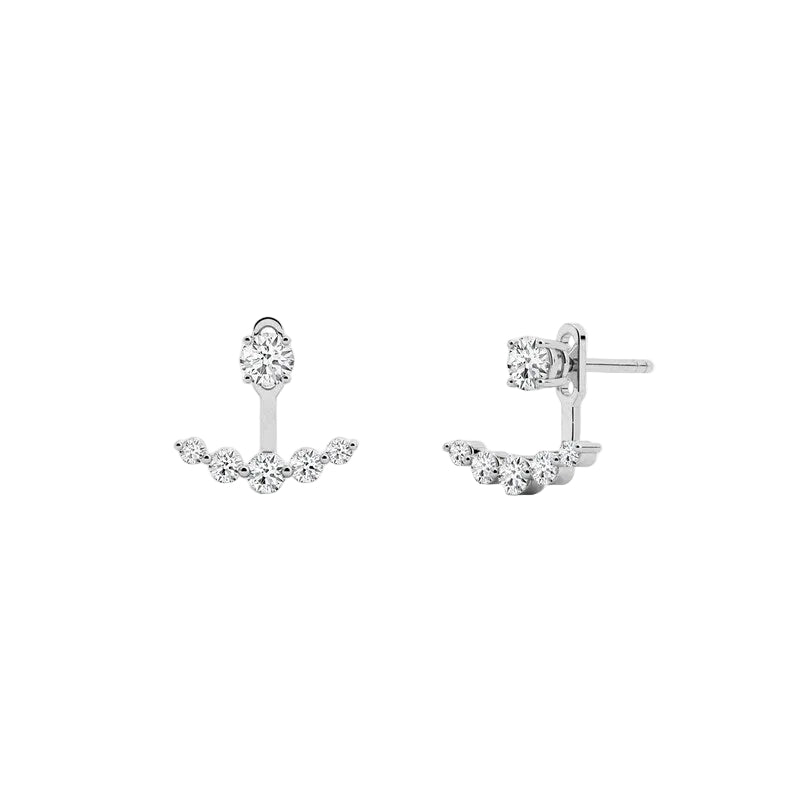Round Cut Lab-grown Diamonds Detachable Ear Jacket For Women  Wedding Anniversary Gift