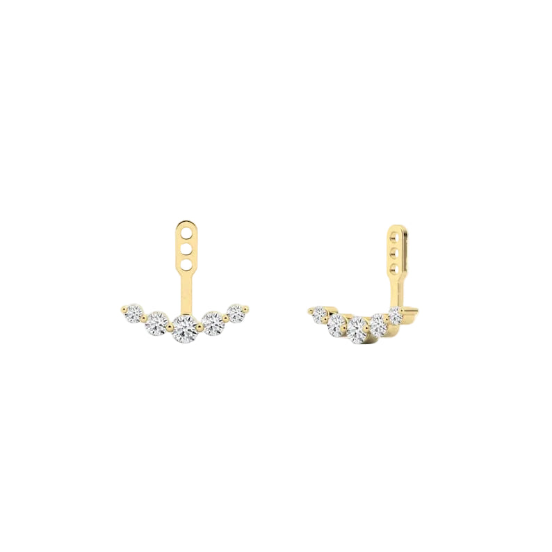 Round Cut Lab-grown Diamonds Detachable Ear Jacket For Women  Wedding Anniversary Gift