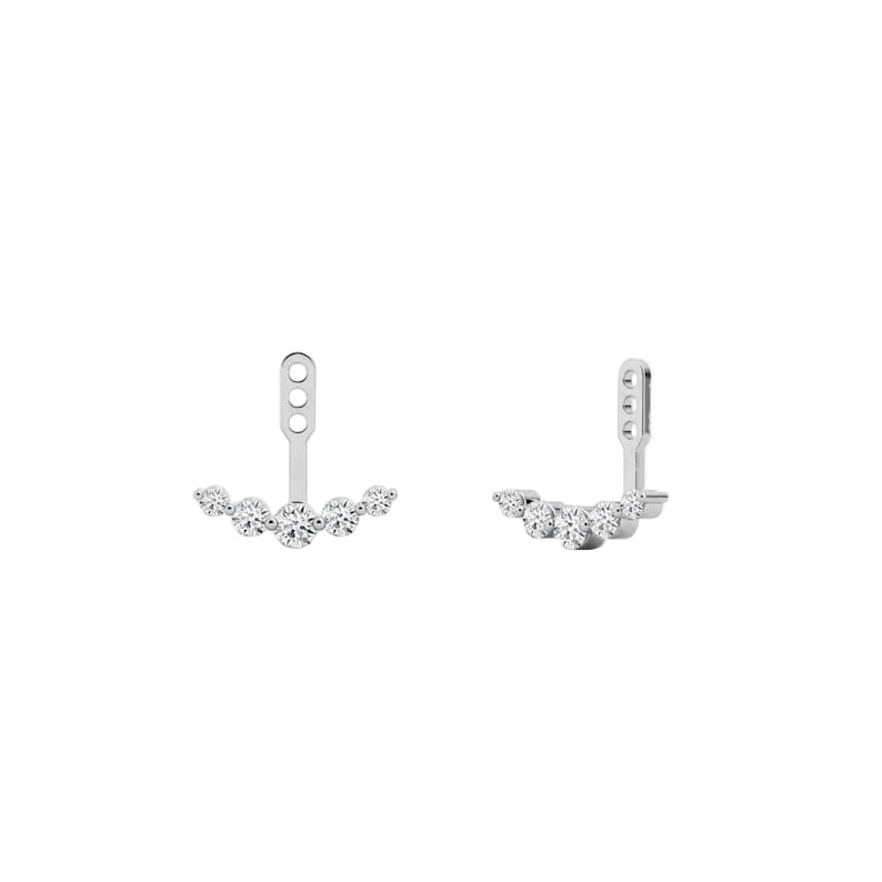 Round Cut Lab-grown Diamonds Detachable Ear Jacket For Women  Wedding Anniversary Gift