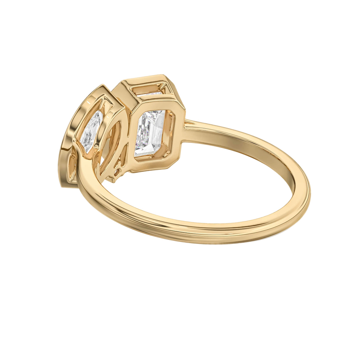 Marquise and Emerald Lab Grown Diamond Engagement Toi et Moi Ring