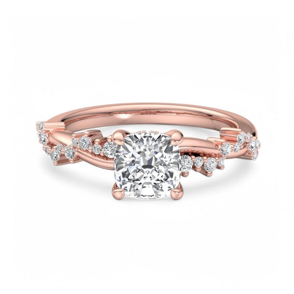 1.25 ct Cushion Cut Lab Grown Diamond Ring Twisted Band Engagement Ring