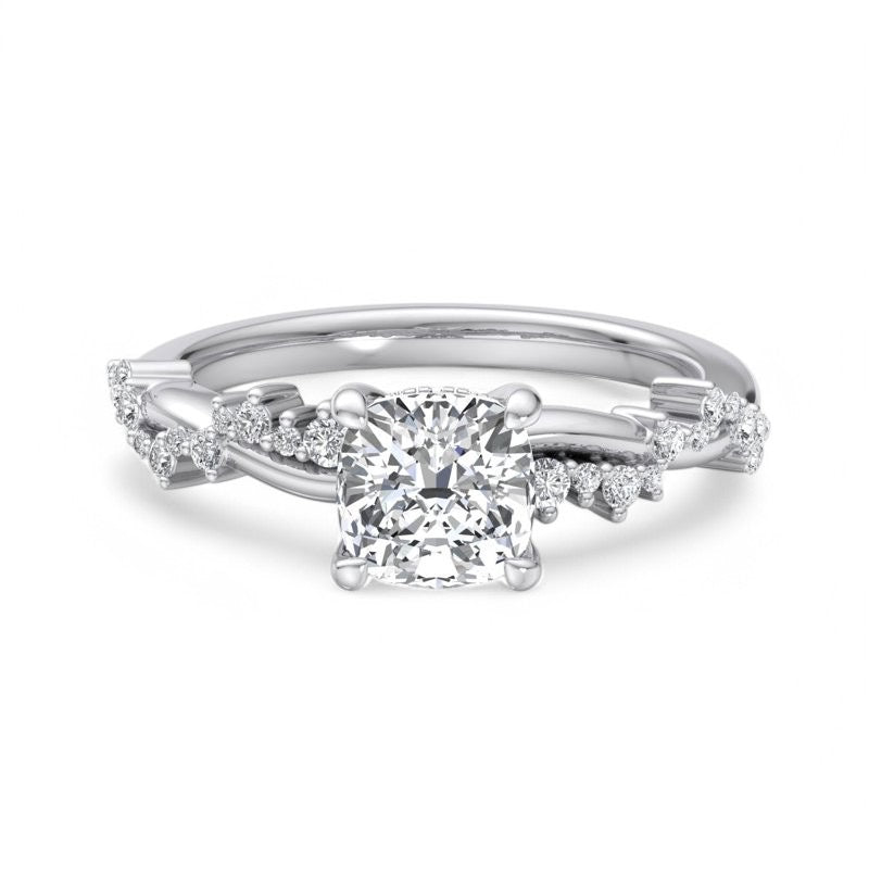 1.25 ct Cushion Cut Lab Grown Diamond Ring Twisted Band Engagement Ring