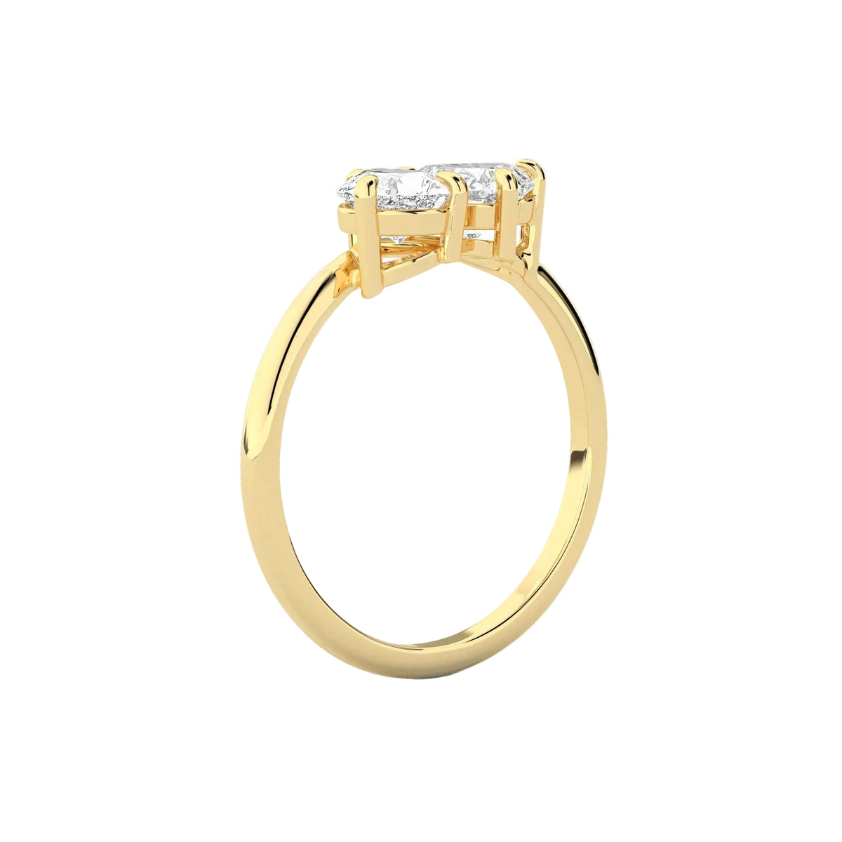 Heart and Pear Moissanite Double Stone Engagement Ring