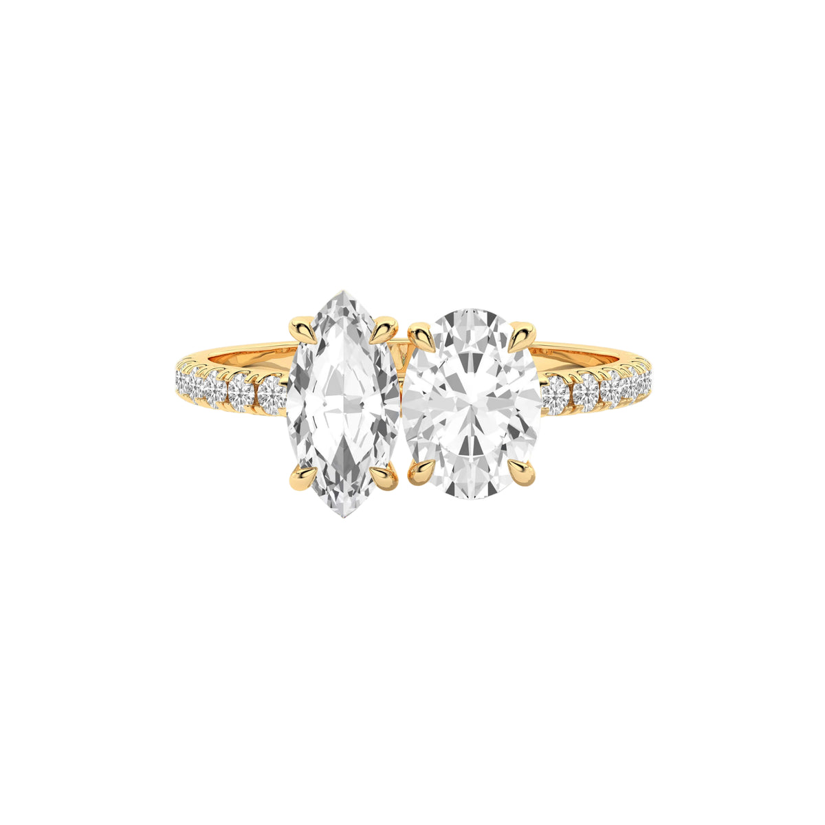 marquise lab grown diamond engagement ring in silver, three-quarter view