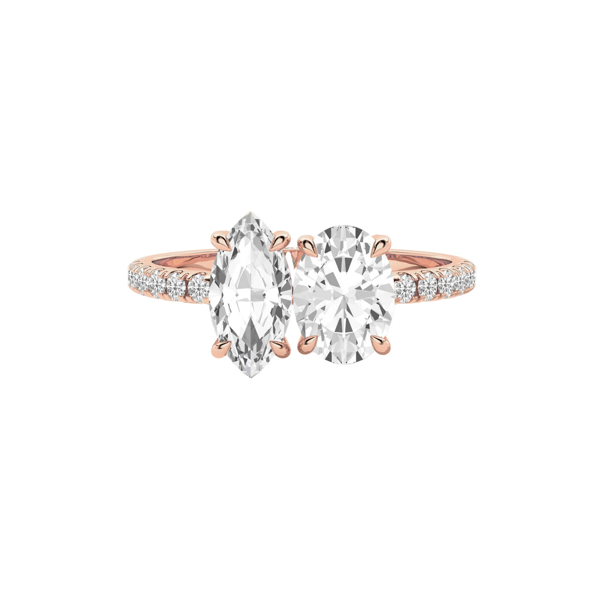 Marquise And Oval Lab Diamond Toi-Et-Moi Engagement Ring