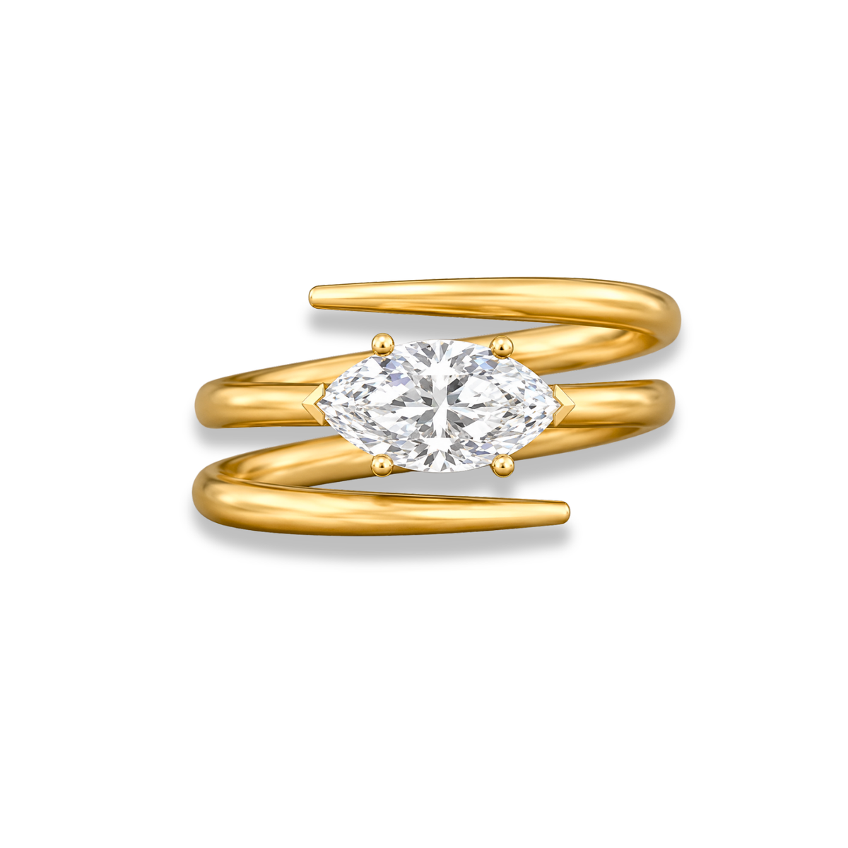 marquise lab grown diamond engagement ring in silver, three-quarter view