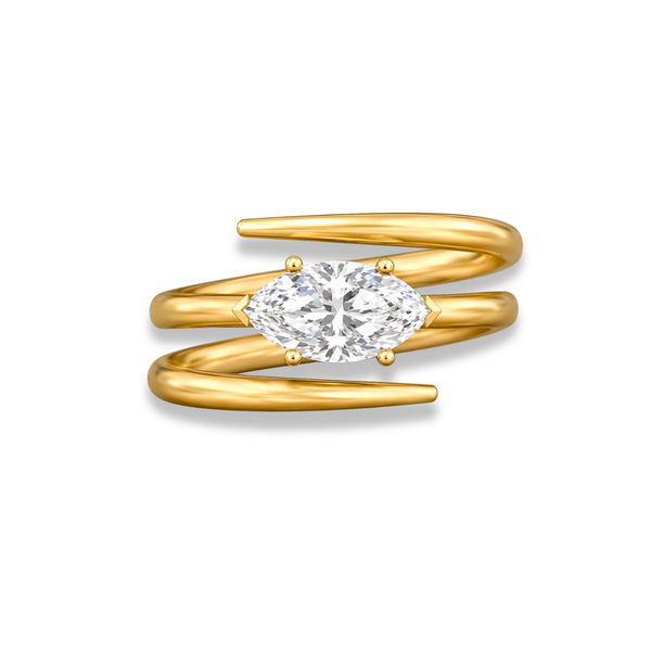 marquise lab grown diamond engagement ring in silver, three-quarter view