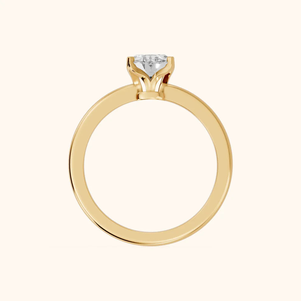 emerald lab grown diamond engagement ring in 10k, top view