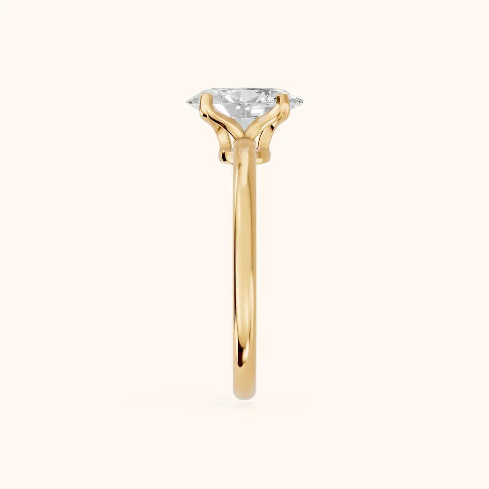 emerald lab grown diamond engagement ring in 14k, side profile