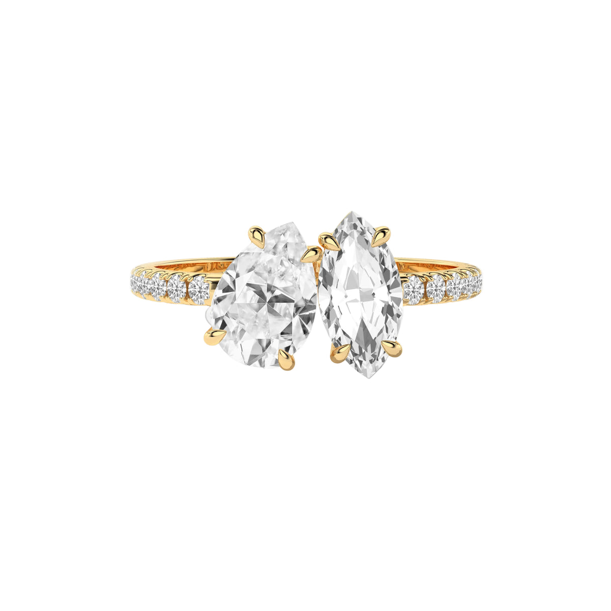 Toi et Moi Pear Cut Marquise Pave toi et moi Diamond Ring