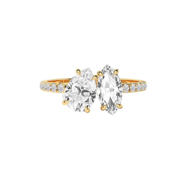 Toi et Moi Pear Cut Marquise Pave toi et moi Diamond Ring