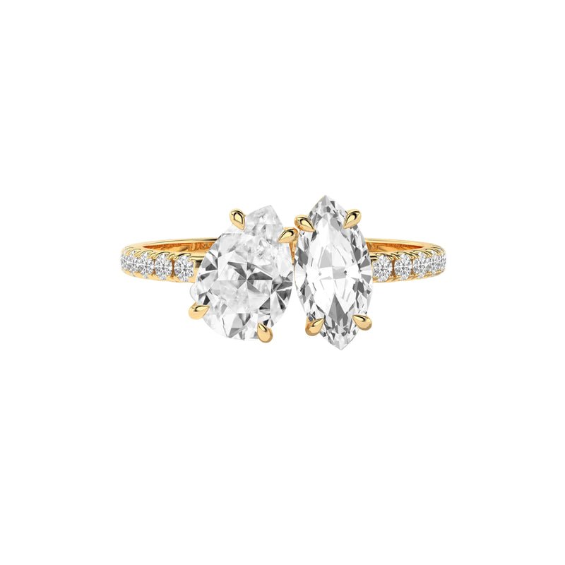 Toi et Moi Pear Cut Marquise Pave toi et moi Diamond Ring