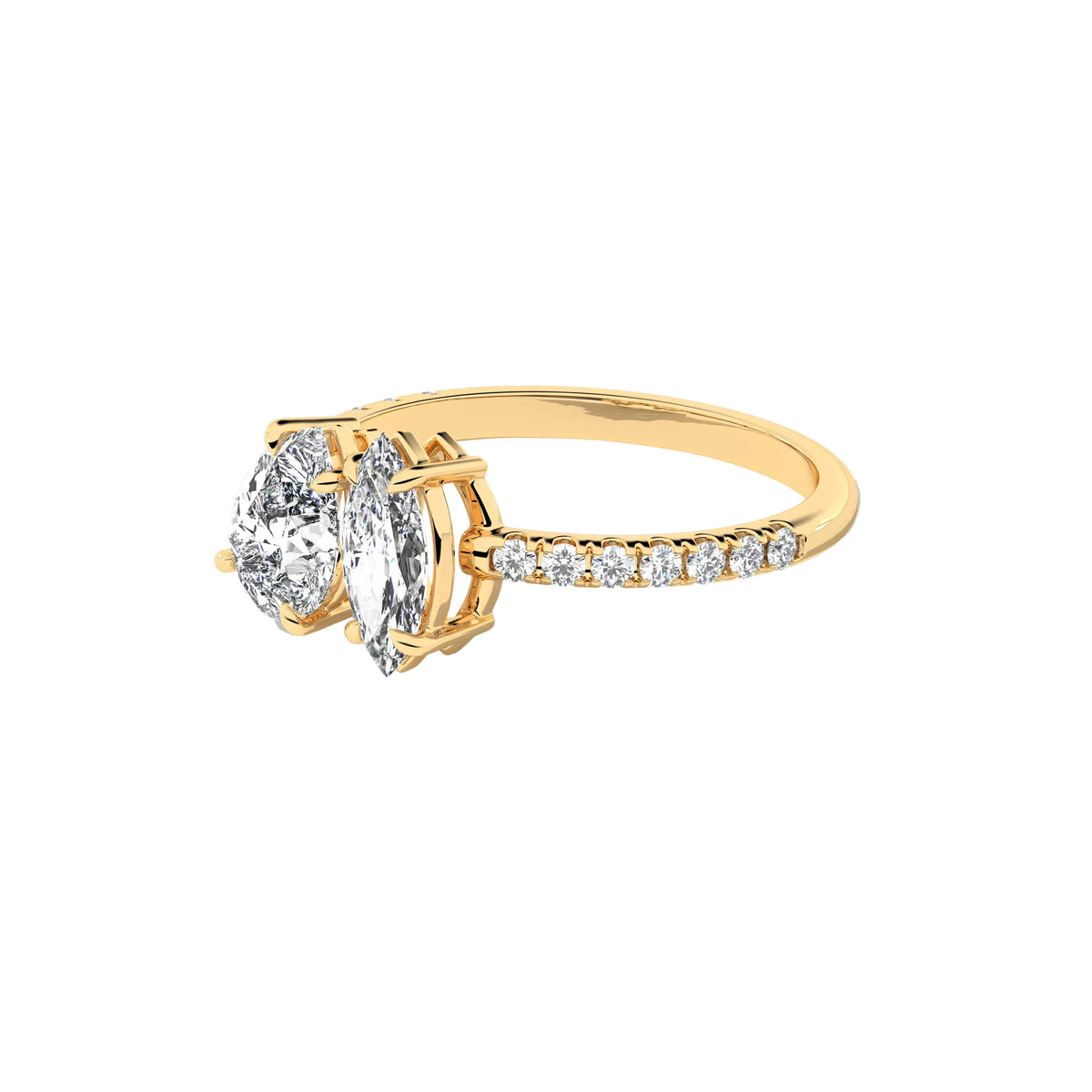 Toi et Moi Pear Cut Marquise Pave toi et moi Diamond Ring