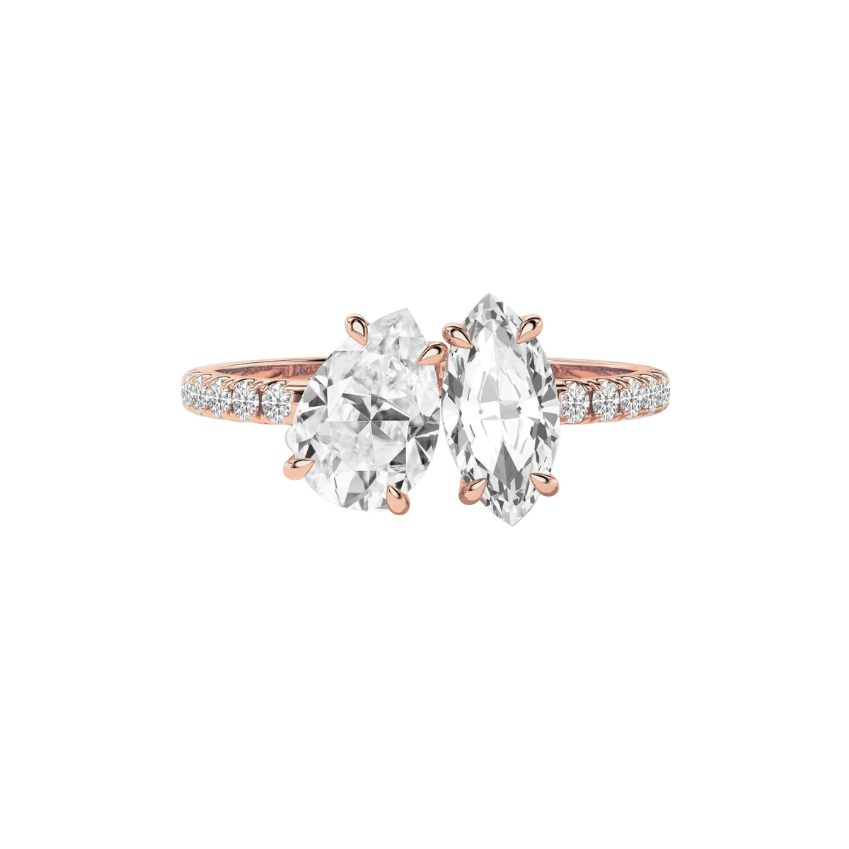 Toi et Moi Pear Cut Marquise Pave toi et moi Diamond Ring