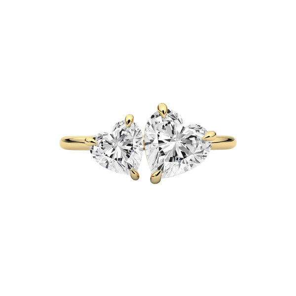 Dual Heart Cut Lab Diamond Toi-Et-Moi Engagement Ring